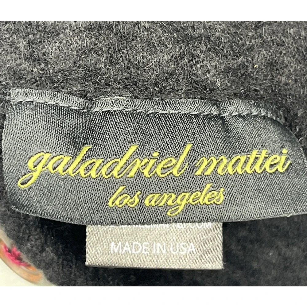 Galadriel Mattei Cashmere Slouchy Beanie Knit Hat OS Cable Knit Black Buckle USA